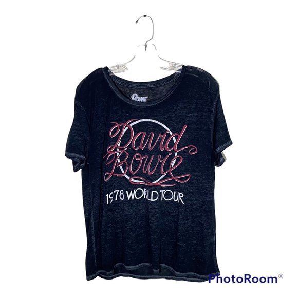 Bowie Exclusively for Lucky Brand 1978 World Tour Burnout T Shirt Women's Size M - Picture 1 of 11